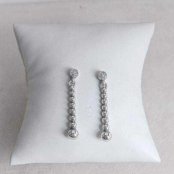 Brighton Meridian Dangle Post Back Earrings Rare Retired Silver Plated Pave - Picture 4 of 5